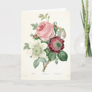 Cartes Pour Fêtes Annuelles Bouquet de roses et d'anémones en aquarelle botani