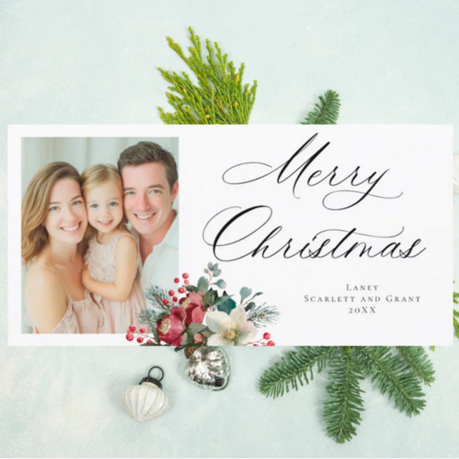 Cartes Pour Fêtes Annuelles Bouquet de vacances de Noël au poinsettia (Créateur téléchargé)