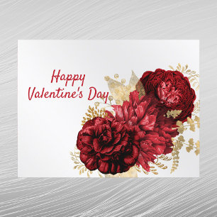 Cartes Pour Fêtes Annuelles Bouquet d'or Red Rose Floral Saint Valentin