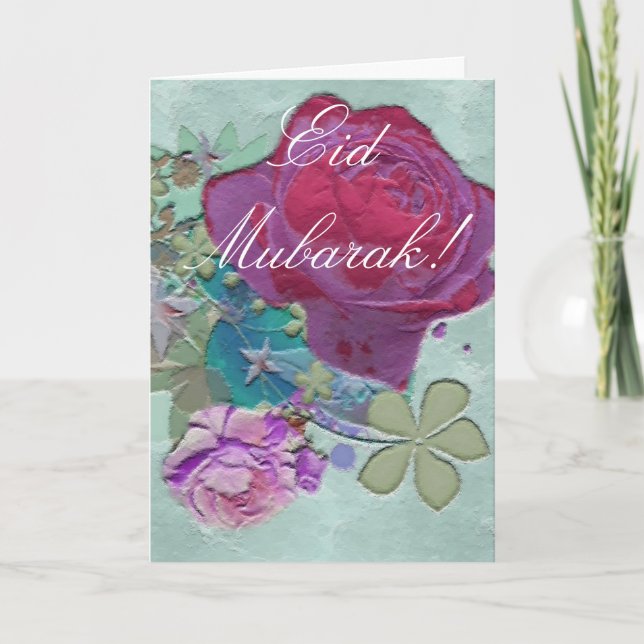 Cartes Pour Fêtes Annuelles Bouquet Eid Mubarak de roses (Devant)