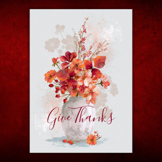Cartes Pour Fêtes Annuelles Bouquet Floral d'Automne de Remerciement Action de