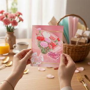 Cartes Pour Fêtes Annuelles Bouquet floral pour la fête des mères   Rose et or