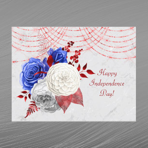 Cartes Pour Fêtes Annuelles Bouquet Patriotique Rouge Blanc Bleu Rose