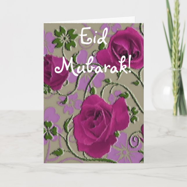 Cartes Pour Fêtes Annuelles Bouquet rose Eid Mubarak de roses (Devant)
