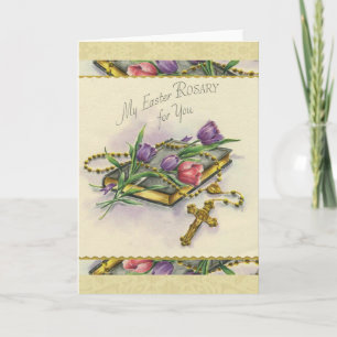 Cartes Pour Fêtes Annuelles Bouquet spirituel du Rosaire de Pâques Floral