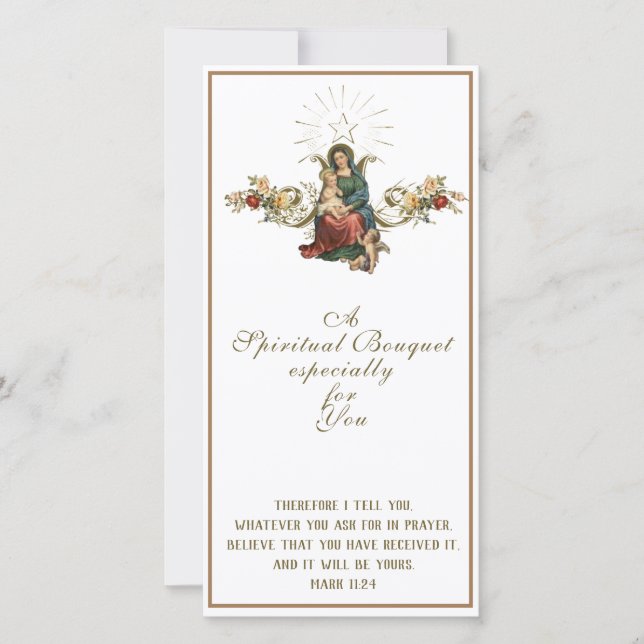 Cartes Pour Fêtes Annuelles Bouquet spirituel Prière catholique Marie Jésus (Devant)