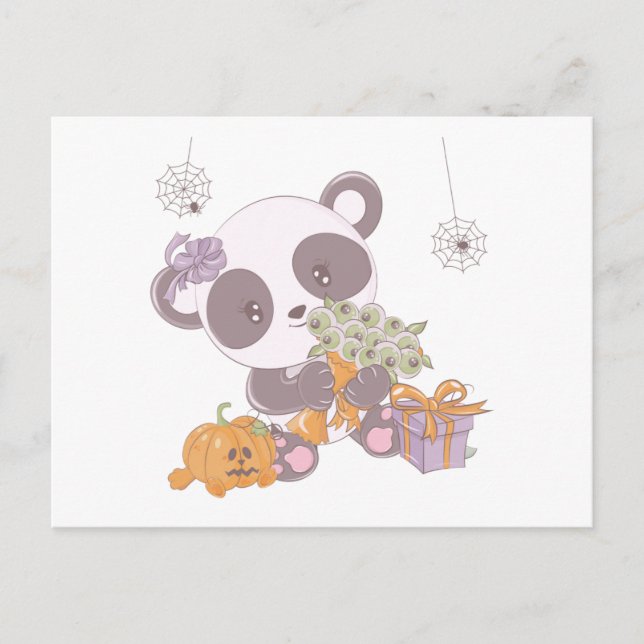 Cartes Pour Fêtes Annuelles Bouquet Super Cute Panda d'Eyeballs Halloween (Devant)
