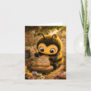 Cartes Pour Fêtes Annuelles Bourdon doré dans la danse des fleurs.10
