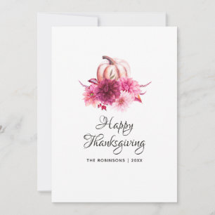 Cartes Pour Fêtes Annuelles Bourgogne & Blush Floral Thanksgiving Photo Collag