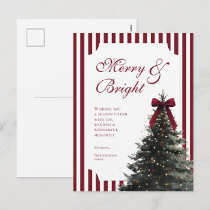 Cartes Pour Fêtes Annuelles Bourgogne élégant à rayures Noël joyeux et lumineu