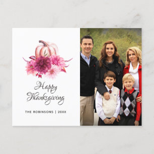 Cartes Pour Fêtes Annuelles Bourgogne et floral rose Thanksgiving photo