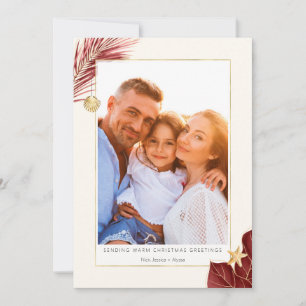 Cartes Pour Fêtes Annuelles Bourgogne et Gold Tropical Green Photo