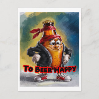 Cartes Pour Fêtes Annuelles Bouteille de bière drôle et colorée très heureuse