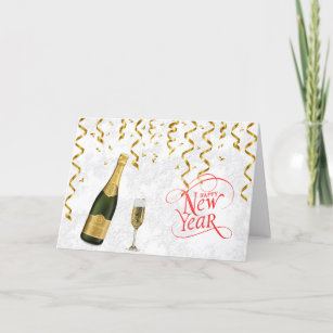 Cartes Pour Fêtes Annuelles Bouteille de Champagne Confetti Nouvel An
