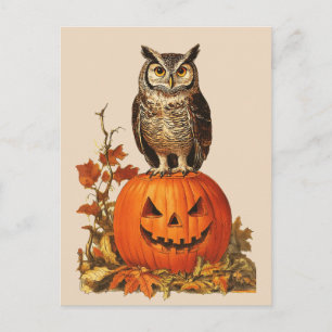 CARTES POUR FÊTES ANNUELLES BOUTEILLE DE NUIT SUR HALLOWEEN CITROUILLE ET AUTO