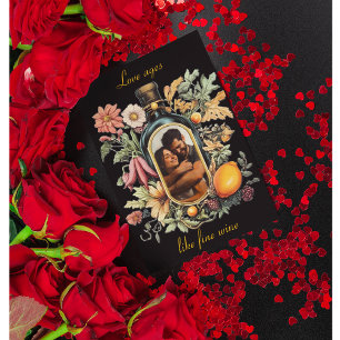 Cartes Pour Fêtes Annuelles bouteille de vin botanique, les âges d'amour comme