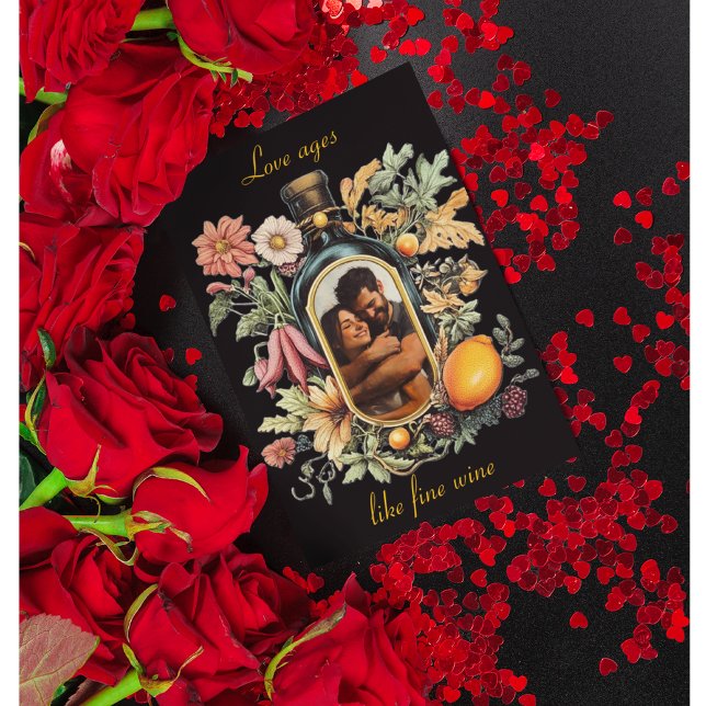 Cartes Pour Fêtes Annuelles bouteille de vin botanique, les âges d'amour comme (Créateur téléchargé)