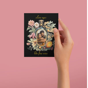Cartes Pour Fêtes Annuelles bouteille de vin botanique, les âges d'amour comme