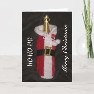 Cartes Pour Fêtes Annuelles Bouteille De Vin En Père Noël Costume Joyeuse Cart