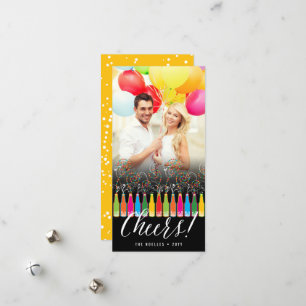 Cartes Pour Fêtes Annuelles Bouteilles de bulles colorées Bravo Fun Nouvel An 