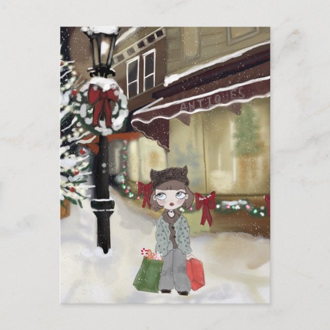 Cartes Pour Fêtes Annuelles Boutique de Noël pour filles (Devant)
