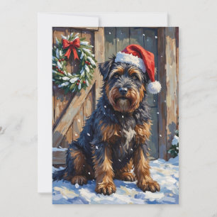 Cartes Pour Fêtes Annuelles Bouvier des Flandres Noël Ferme enneigée