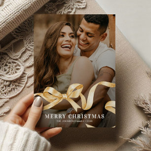 Cartes Pour Fêtes Annuelles Bow en or Photo Noël