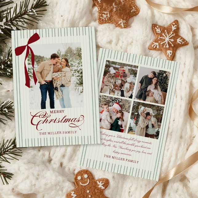 Cartes Pour Fêtes Annuelles Bow Family Photo Christmas Holiday Card (Créateur téléchargé)