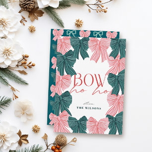 Cartes Pour Fêtes Annuelles Bow Ho Ho Red & Green Bows Noël