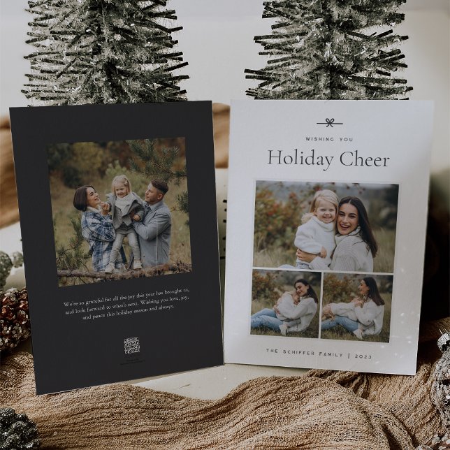 Cartes Pour Fêtes Annuelles Bow moderne | Simple minimum 3 photo (Créateur téléchargé)