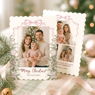 Cartes Pour Fêtes Annuelles Bow rose Four Photo Noël