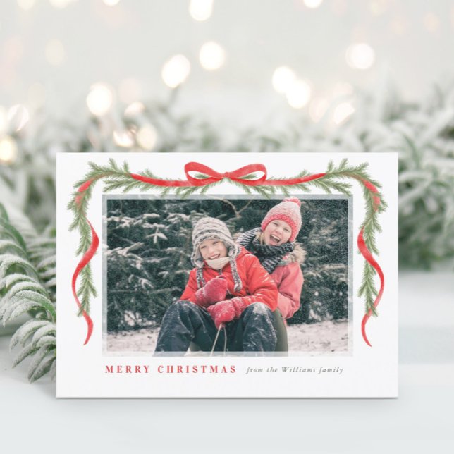 Cartes Pour Fêtes Annuelles Bow rouge et Garland (Créateur téléchargé)