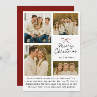 Cartes Pour Fêtes Annuelles Bow Simple Family Christmas Card