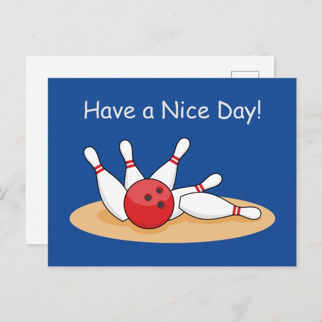 Cartes Pour Fêtes Annuelles Bowling Ball Stritles Skittles Personnaliser (Devant / Derrière)