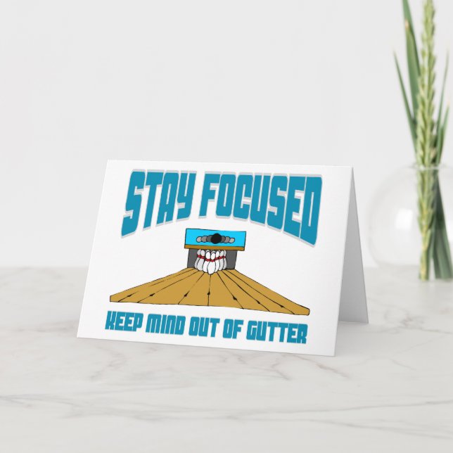 Cartes Pour Fêtes Annuelles Bowling Drôle Gardez L'Esprit À L'Écart De Gutter (Devant)