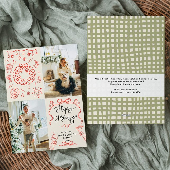 Cartes Pour Fêtes Annuelles Bows à main irky Boho Joyeux Noël Photo (Créateur téléchargé)