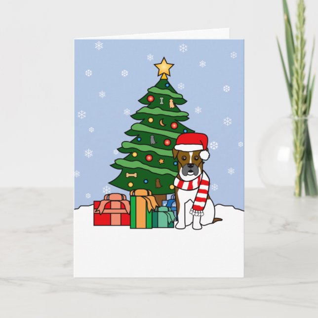 Cartes Pour Fêtes Annuelles Boxe et sapin de Noël (Devant)