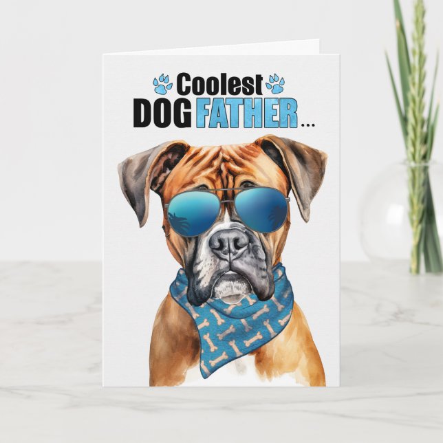 Cartes Pour Fêtes Annuelles Boxer Chien Coolest Papa Fête des pères (Devant)