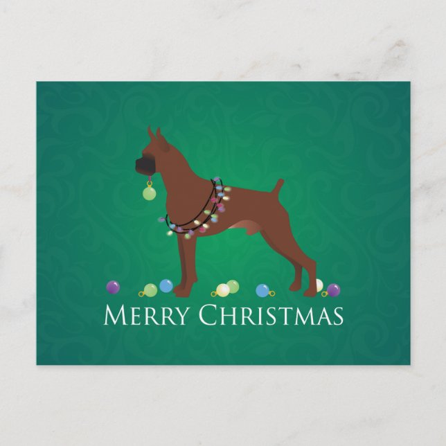 Cartes Pour Fêtes Annuelles Boxer Chien Joyeux Noël Design (Devant)