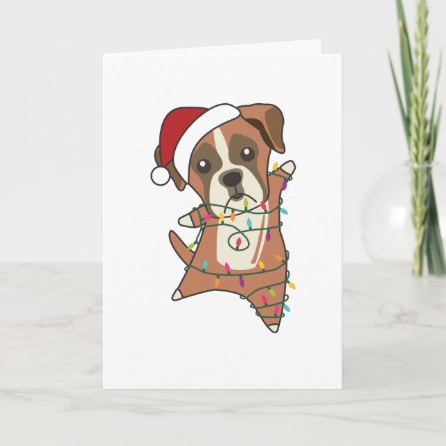 Cartes Pour Fêtes Annuelles Boxer Chien Noël Neige Hiver Animaux Chiens Adulte (Devant)