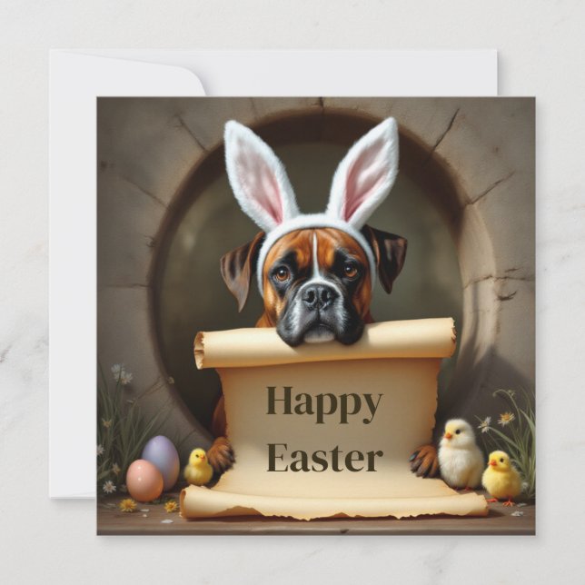 Cartes Pour Fêtes Annuelles Boxer dog et le message (Devant)