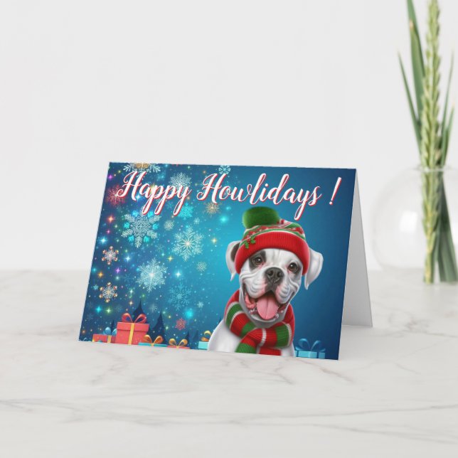 Cartes Pour Fêtes Annuelles Boxer Dog Joyeux Howlidays ! (Devant)