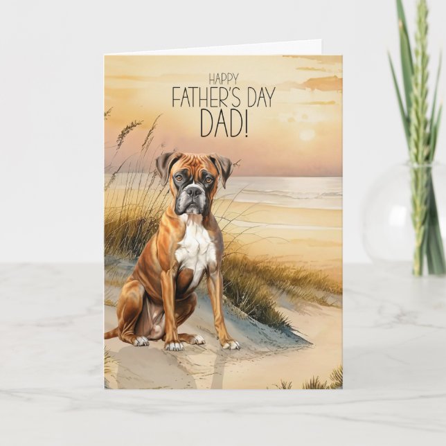 Cartes Pour Fêtes Annuelles Boxer Dog Sunset Beach Father's Day (Devant)
