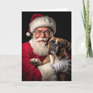 Cartes Pour Fêtes Annuelles Boxer et Père Noël