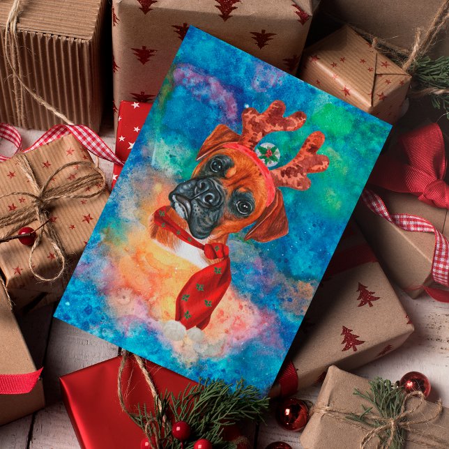 Cartes Pour Fêtes Annuelles Boxer race Chien Noël (Créateur téléchargé)