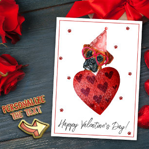 Cartes Pour Fêtes Annuelles Boxer Valentine's Day Cadeau chien