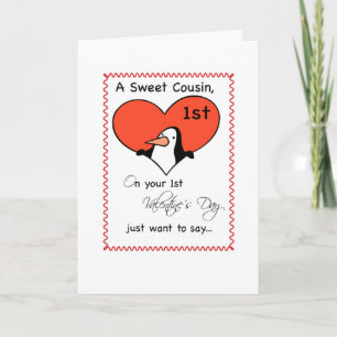 Cartes Pour Fêtes Annuelles Boy Cousin 1er Saint Valentin Cute Penguin