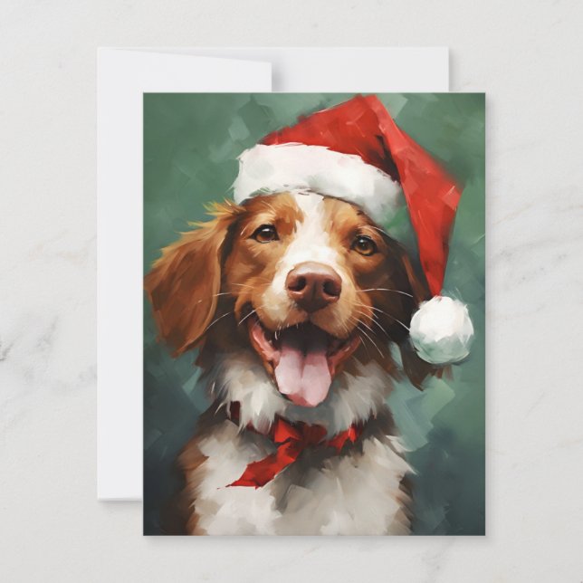 Cartes Pour Fêtes Annuelles Bracelet de Noël pour chien breton (Devant)