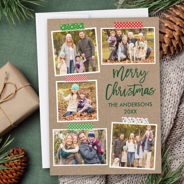 Cartes Pour Fêtes Annuelles Bracelet Script artisanal Bande Joyeux Kraft de No (Customize to add text or more photos to back of card.)