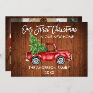 Cartes Pour Fêtes Annuelles Bracelet Script Camion Bois Première Noël Accueil